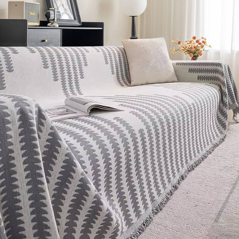 Chenille Couch Cover Throw in grey