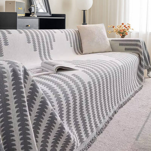 Chenille Couch Cover Throw in grey