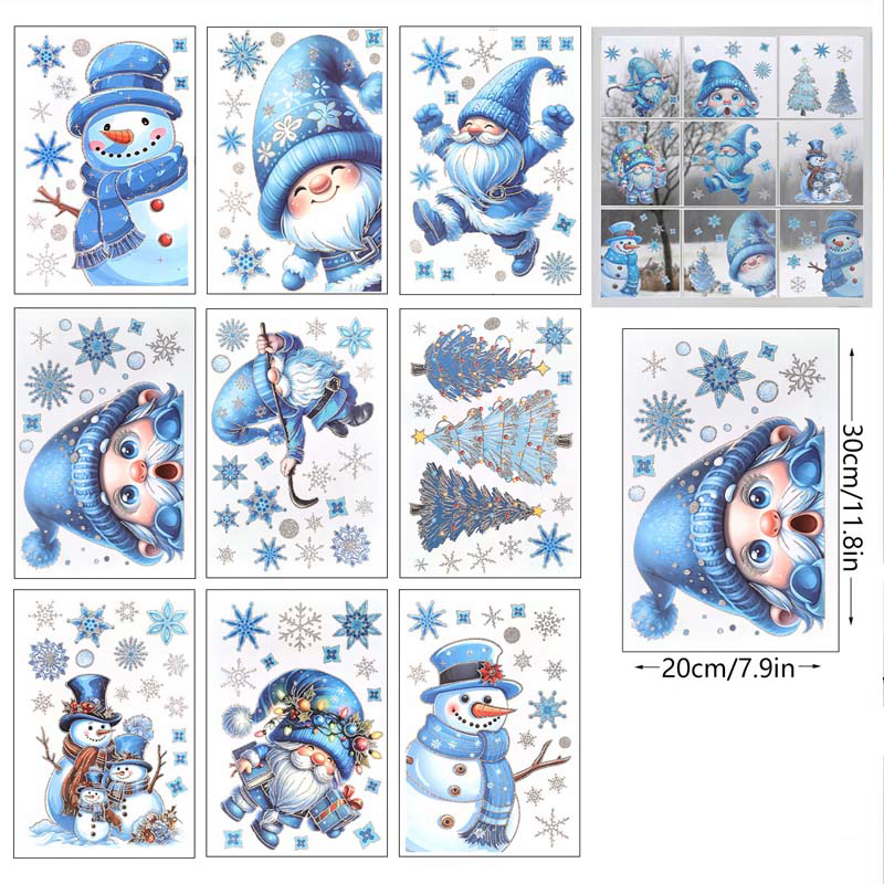 Double-Sided Gnome Window Clings, Set of 9, Blue