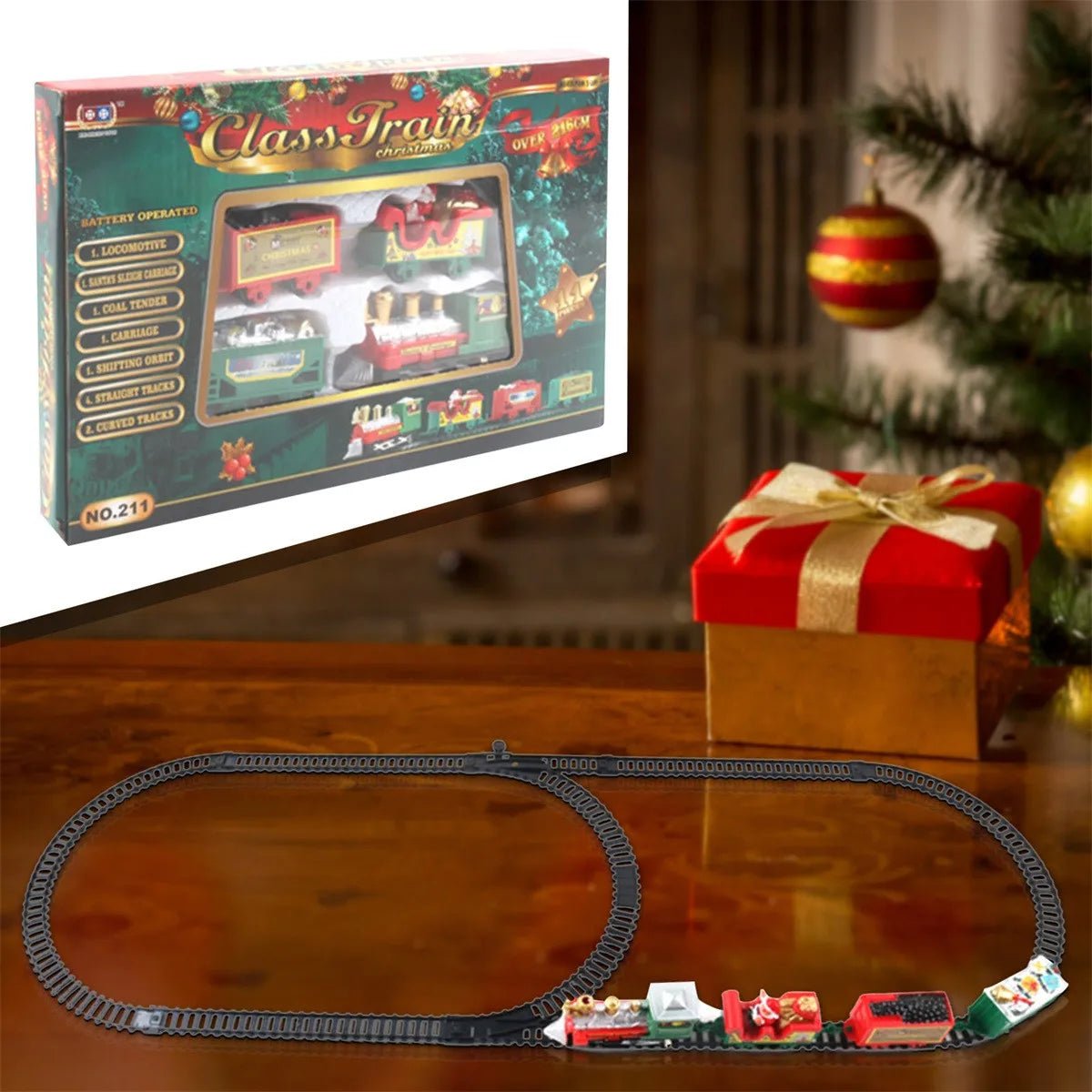 Electric Christmas Tree Train Set, view 1