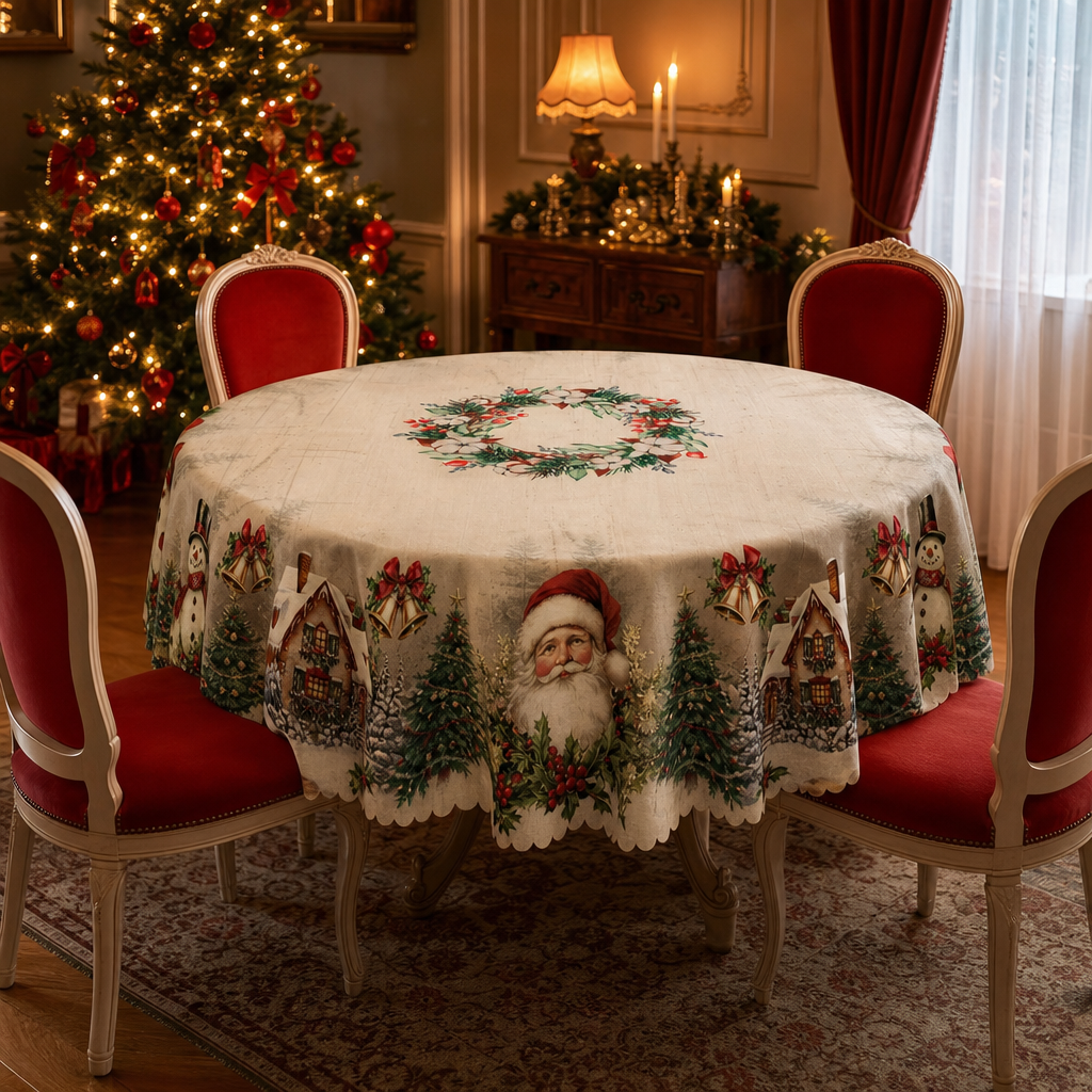Embossed Edge Christmas Tablecloth, view 1
