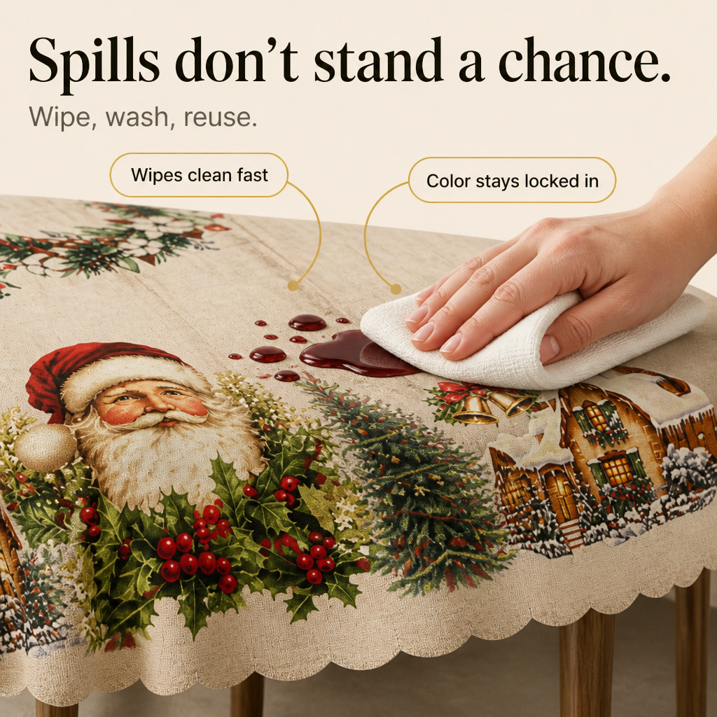 Embossed Edge Christmas Tablecloth, view 5