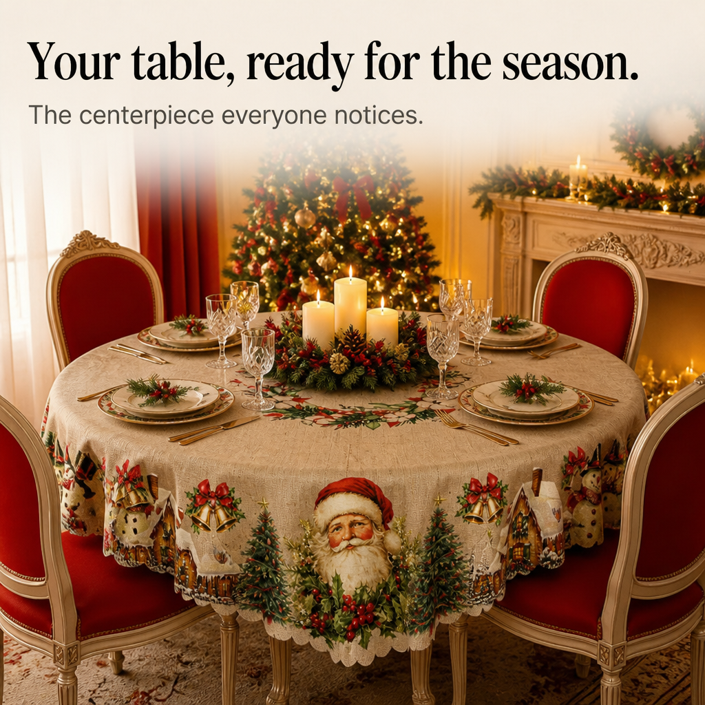 Embossed Edge Christmas Tablecloth, view 6
