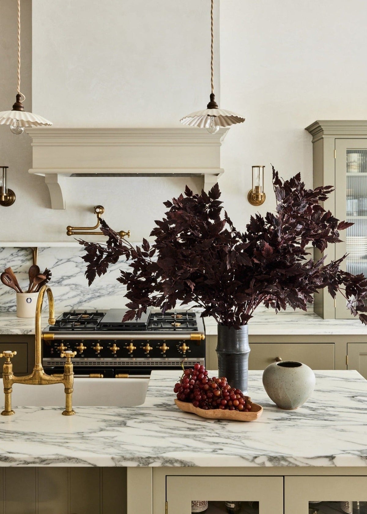 Faux Plum Fall Leaves Stem, view 5