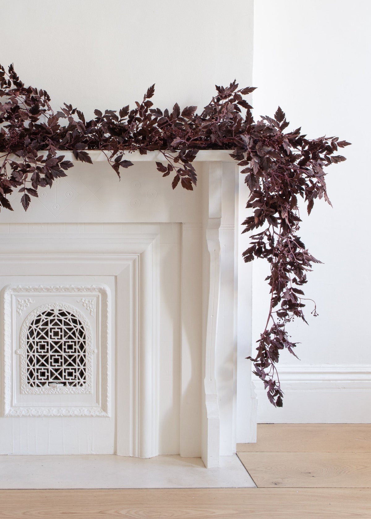 Faux Plum Leaf Garland 6 ft, view 2
