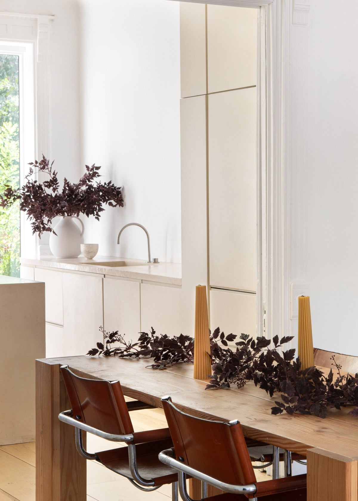 Faux Plum Leaf Garland 6 ft, view 5