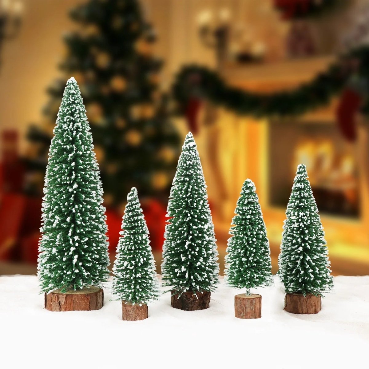 Flocked Mini Pine Trees, Set of 5, view 2
