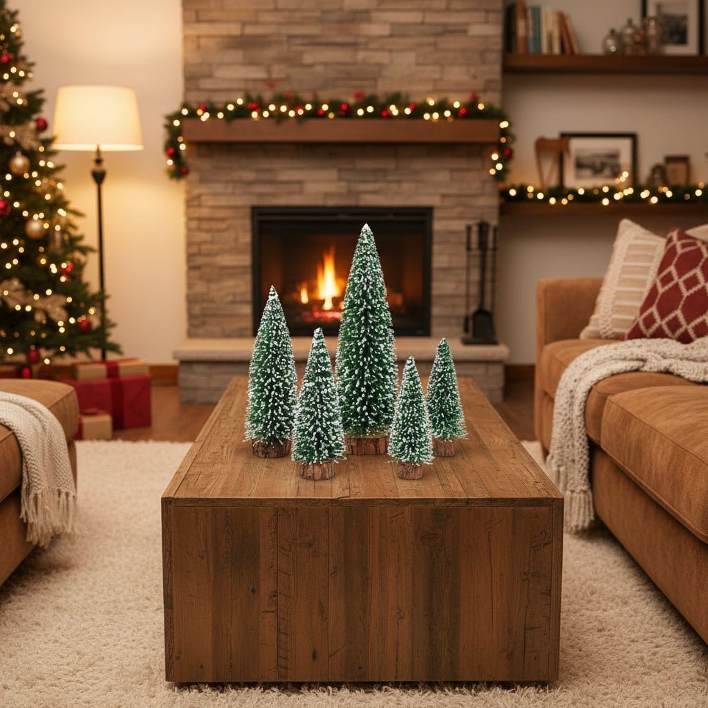 Flocked Mini Pine Trees, Set of 5, view 3