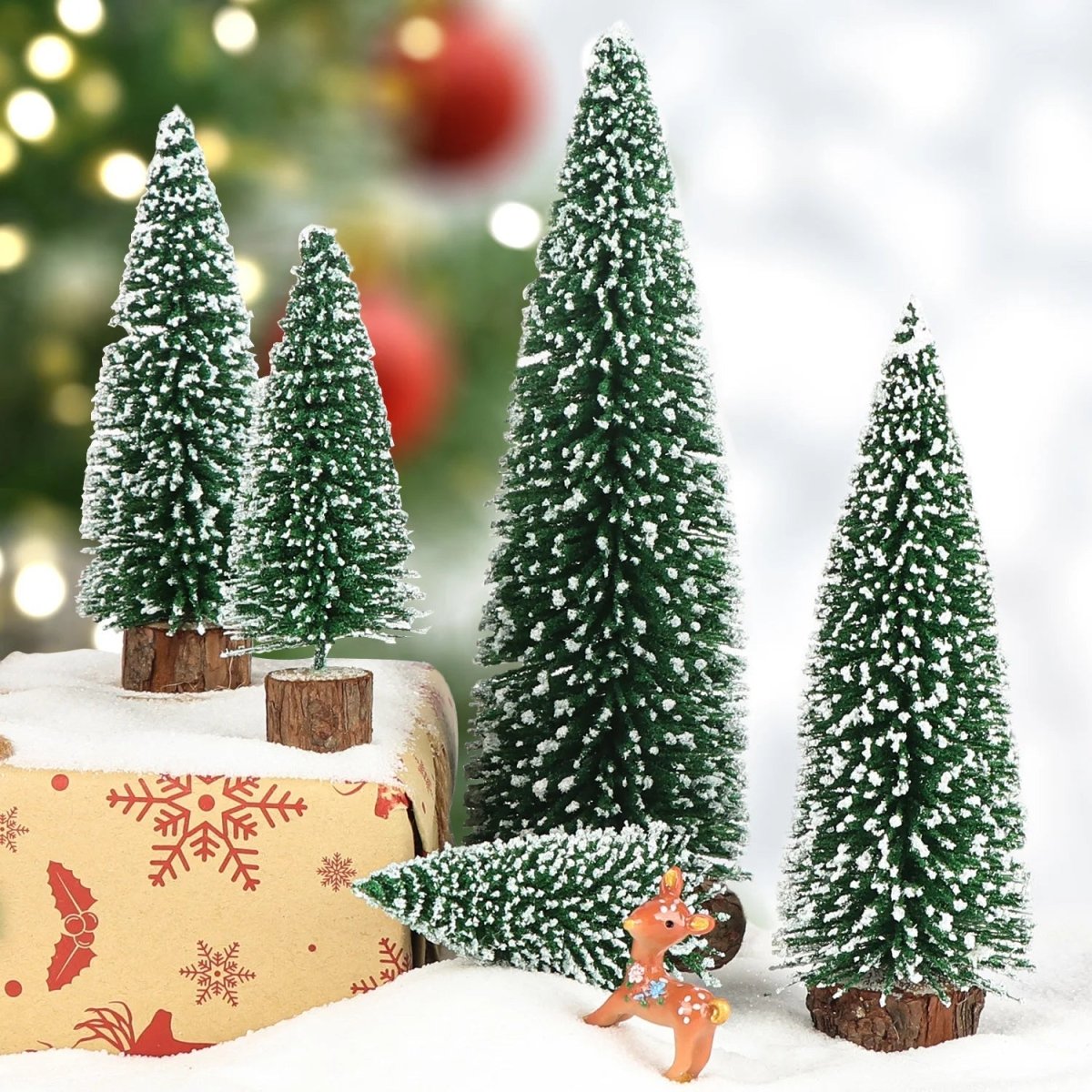 Flocked Mini Pine Trees, Set of 5, view 4