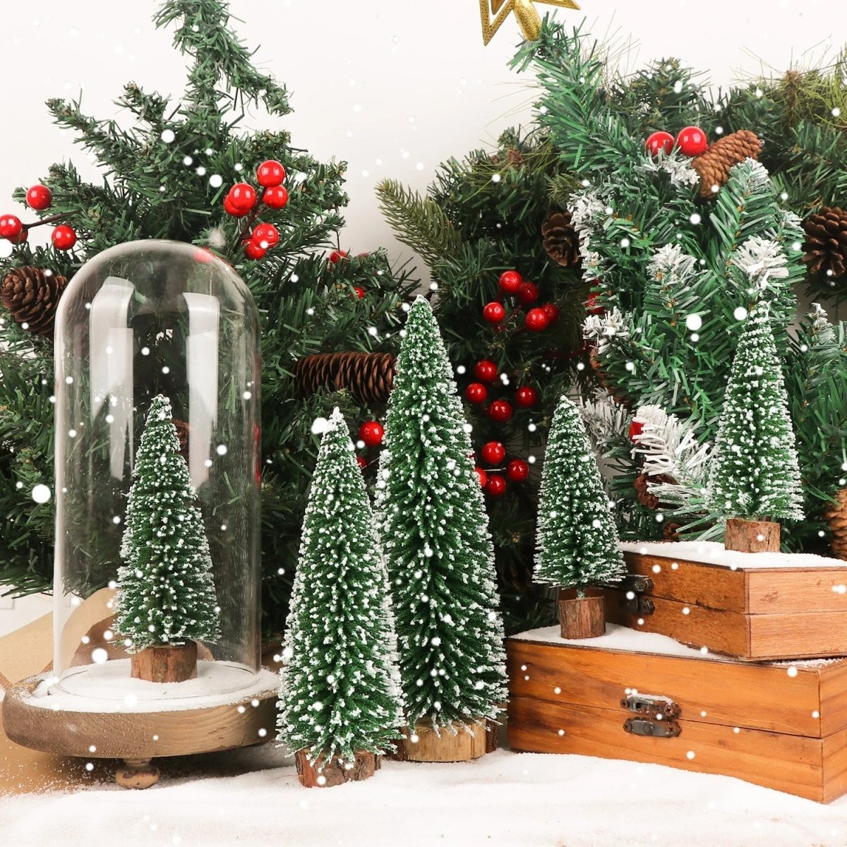 Flocked Mini Pine Trees, Set of 5, view 5