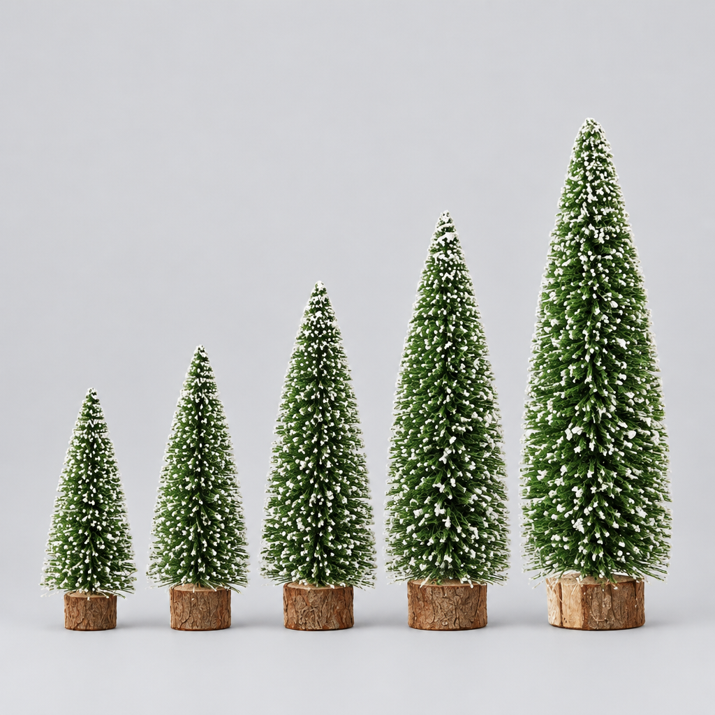 Flocked Mini Pine Trees, Set of 5 product photo