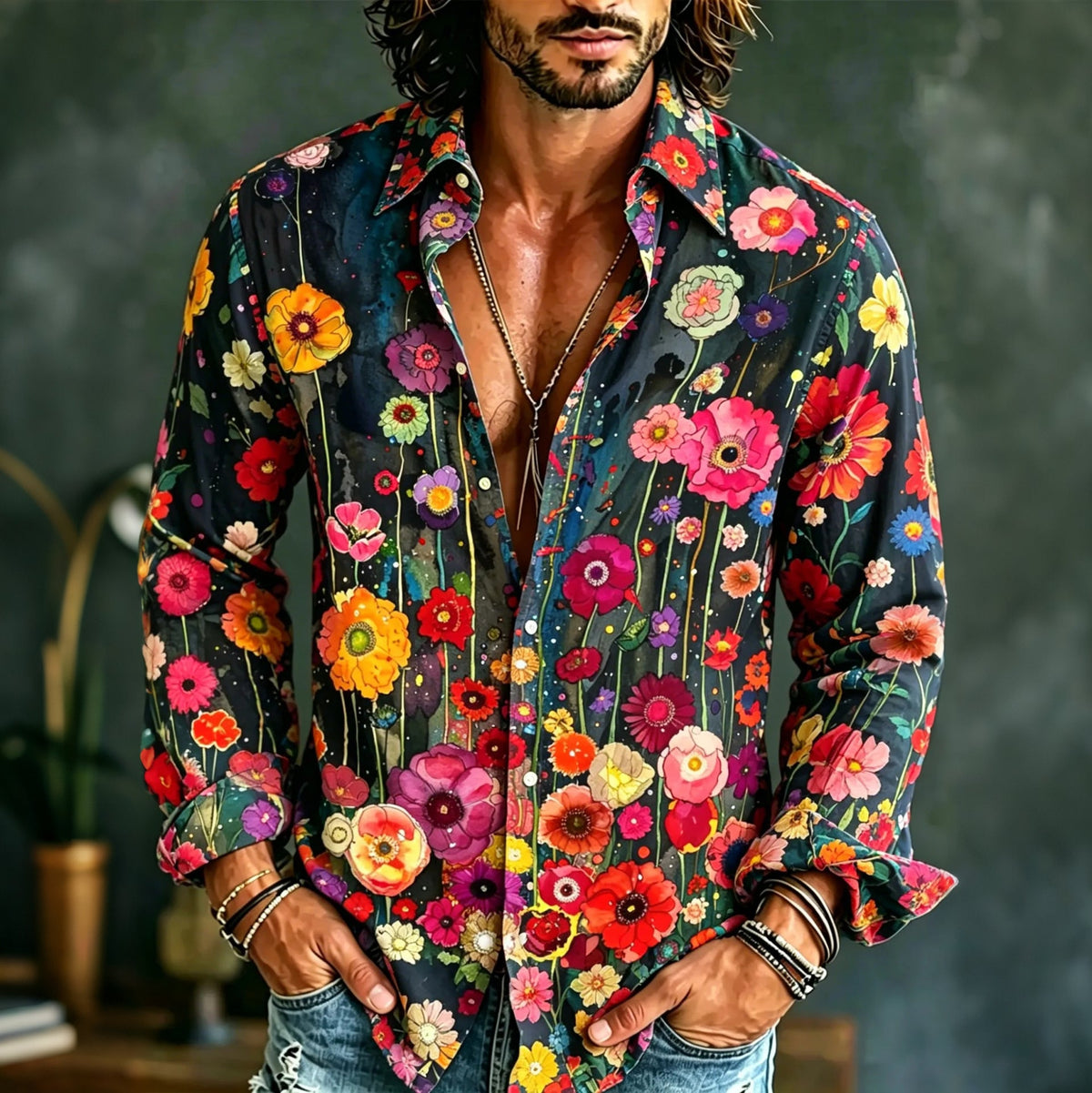 Floral Print Long Sleeve Shirt, view 2