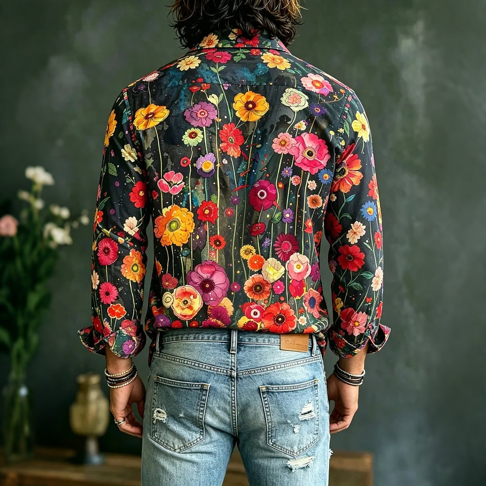 Floral Print Long Sleeve Shirt, view 3