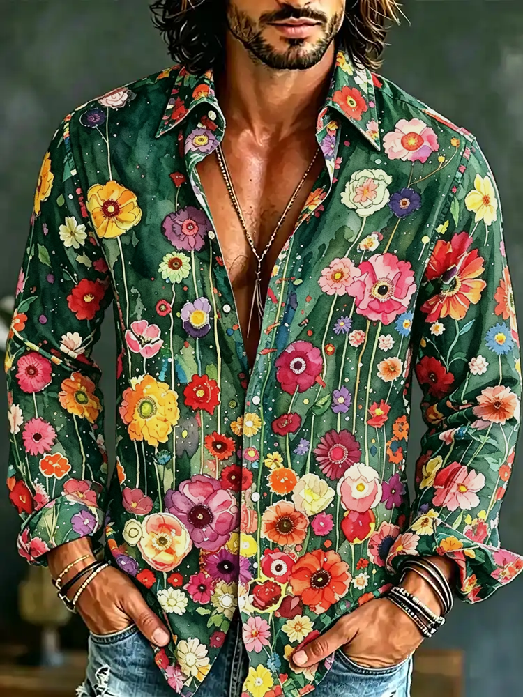 Floral Print Long Sleeve Shirt, view 4