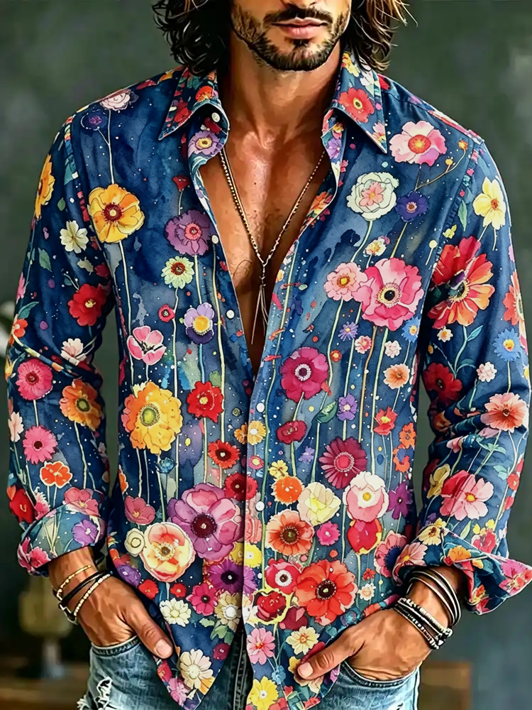 Floral Print Long Sleeve Shirt, view 5