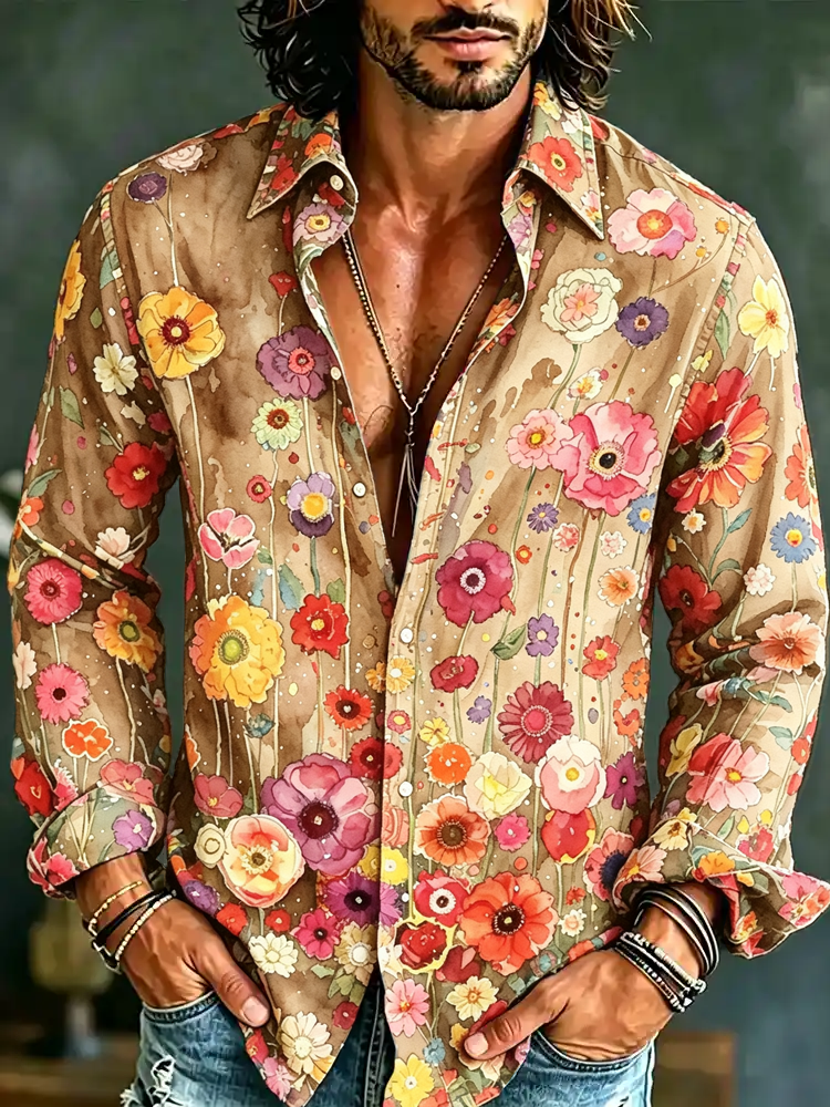 Floral Print Long Sleeve Shirt, view 6