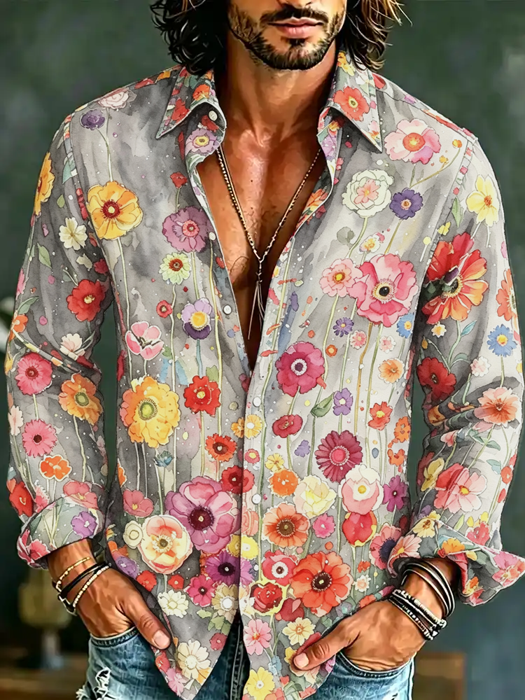 Floral Print Long Sleeve Shirt, view 7