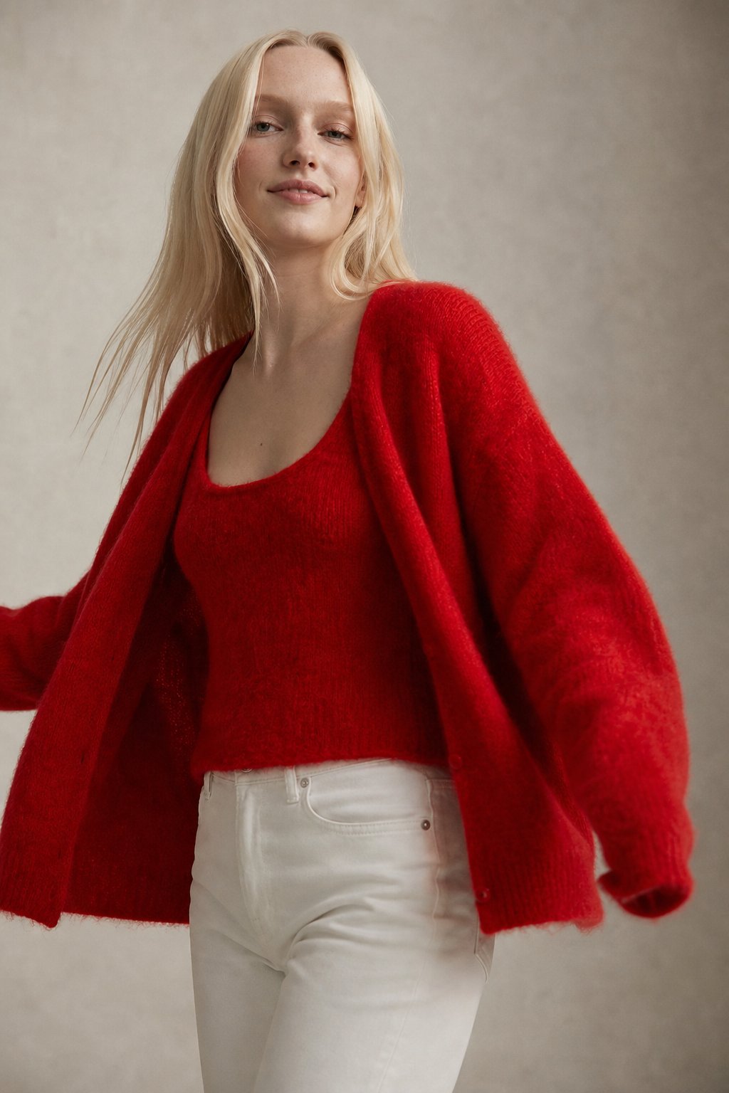 Fluffy V Neck Button Cardigan, view 7