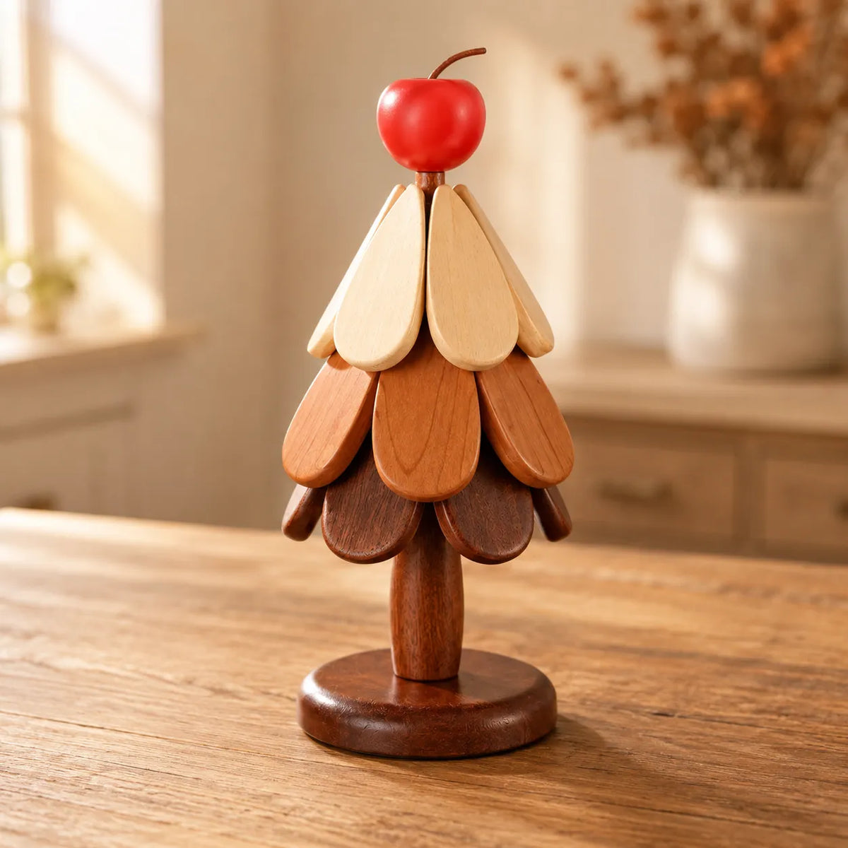 Folding Wooden Christmas Tree Trivet Set, view 1