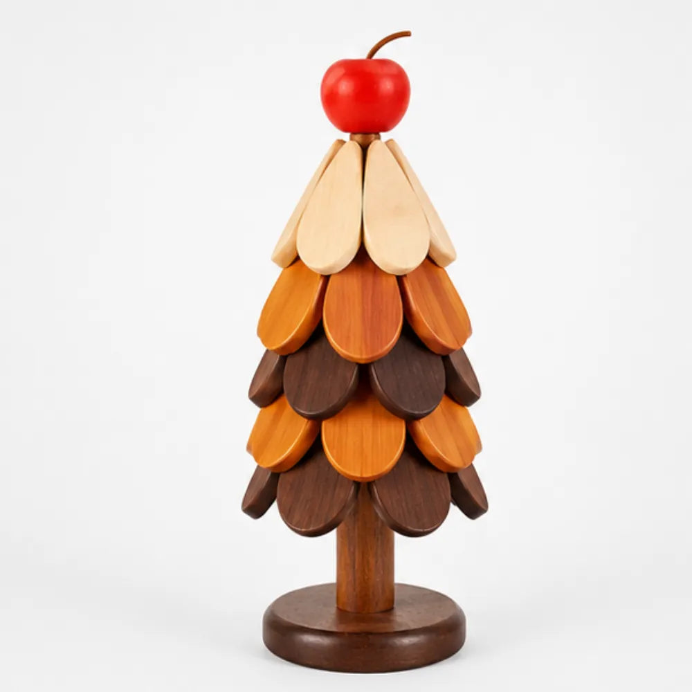 Folding Wooden Christmas Tree Trivet Set, Cherry Top (Apple Style) / 5 Layers