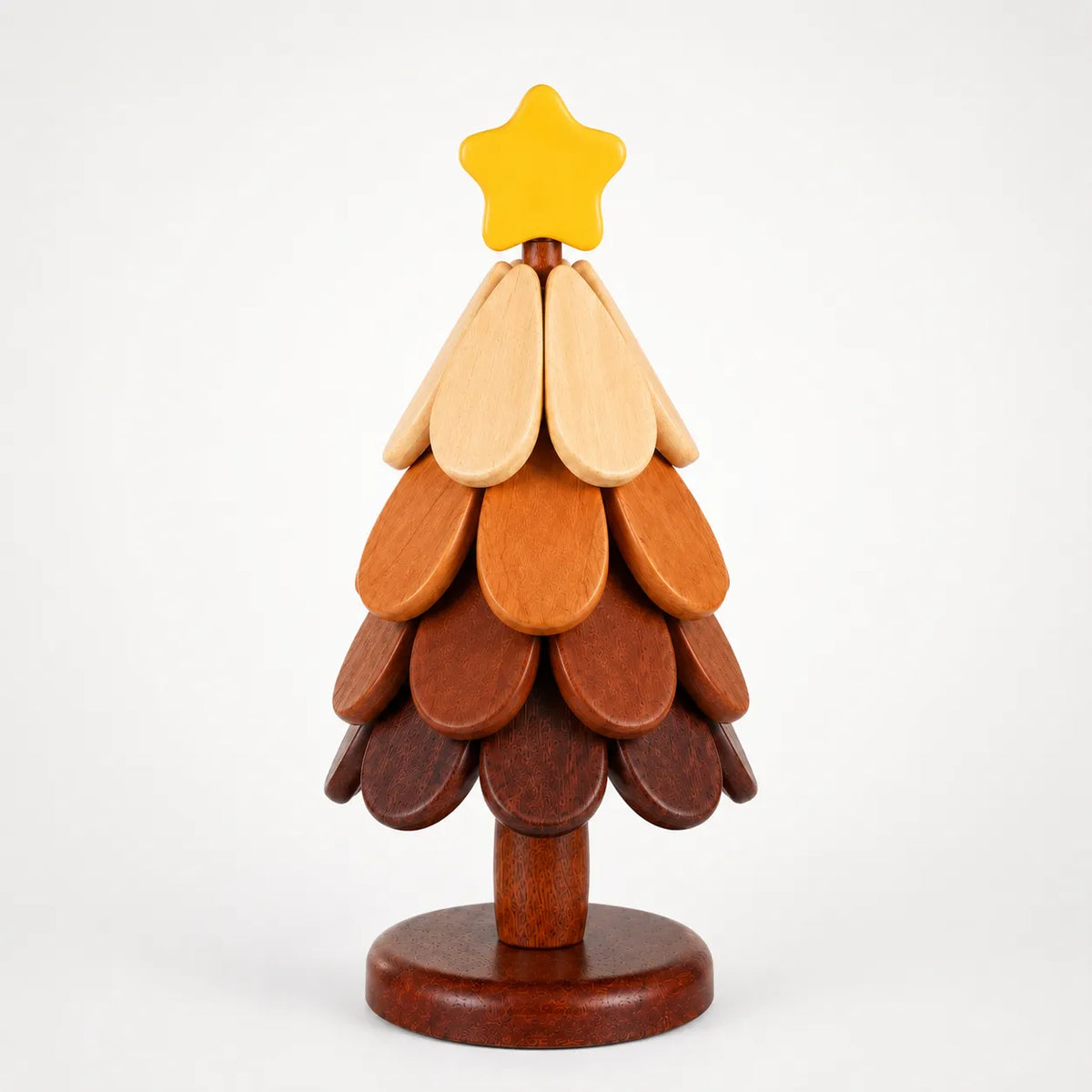Folding Wooden Christmas Tree Trivet Set, Star Top (Star Style) / 3 Layers