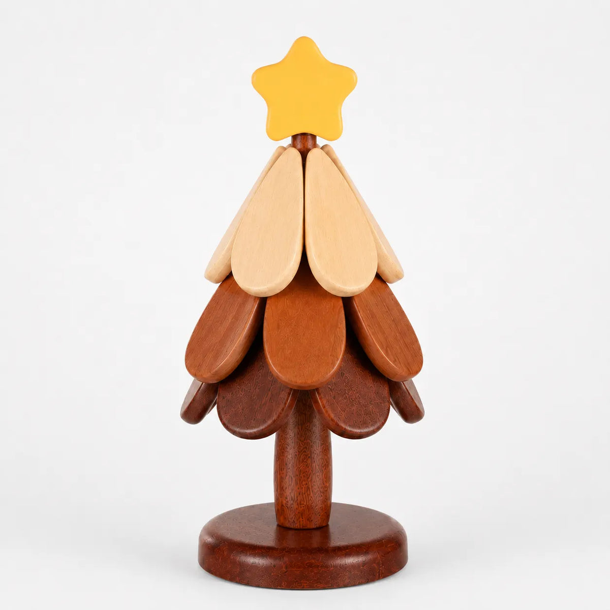 Folding Wooden Christmas Tree Trivet Set, Star Top (Star Style) / 4 Layers