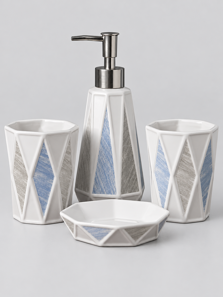 Geometric Ceramic Bathroom Set product photo