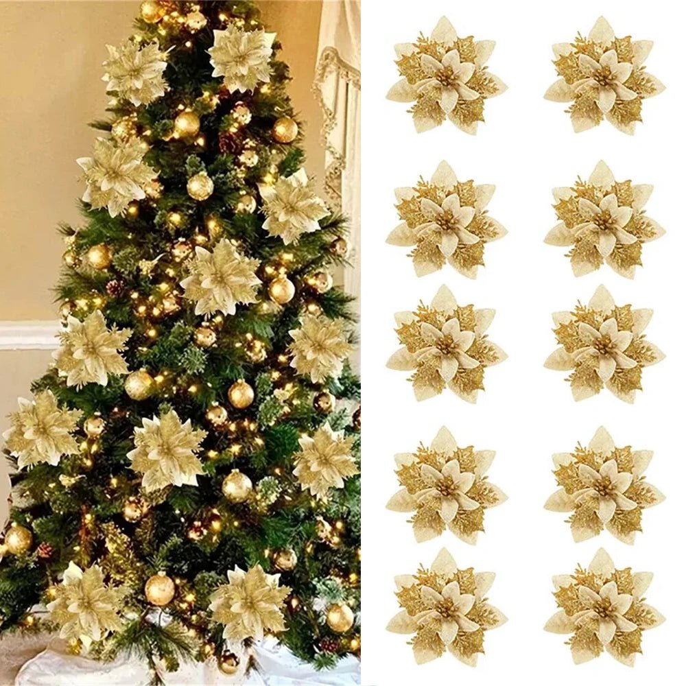Glitter Christmas Poinsettia Picks, view 4