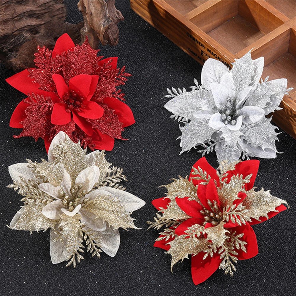 Glitter Christmas Poinsettia Picks, view 5