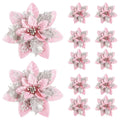 Glitter Christmas Poinsettia Picks, Pink
