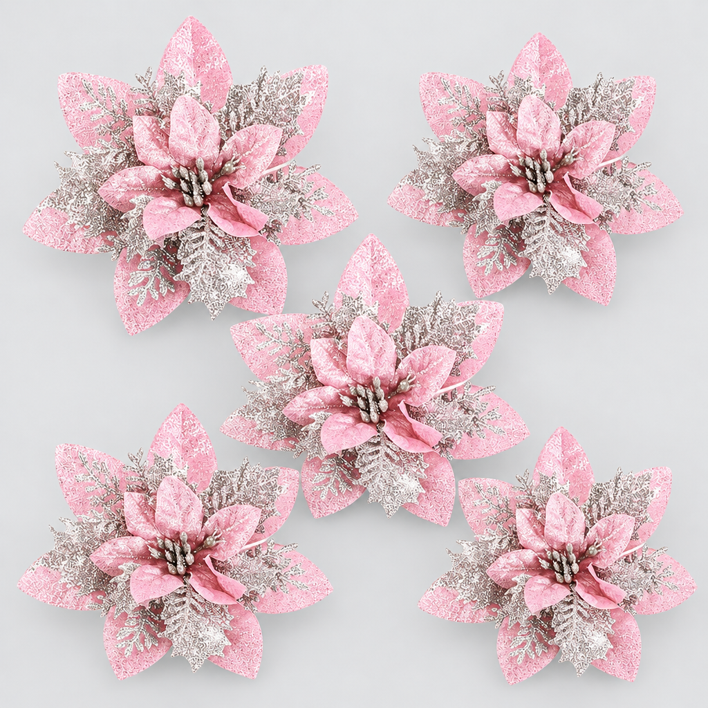 Glitter Christmas Poinsettia Picks product photo
