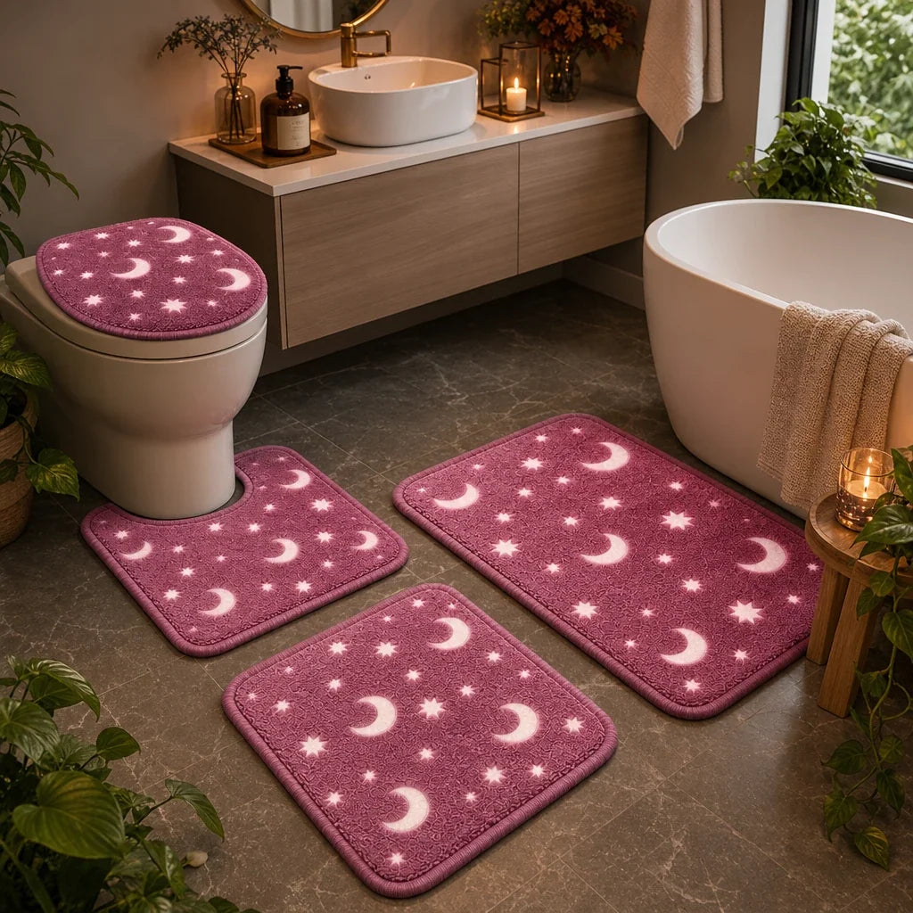 Glow in the Dark Moon and Star Bath Mat Set, view 1