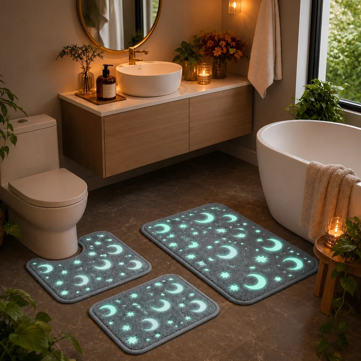 Glow in the Dark Moon and Star Bath Mat Set, view 13