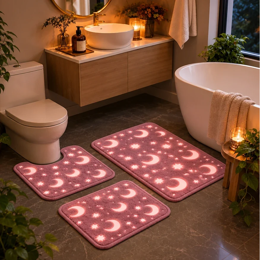 Glow in the Dark Moon and Star Bath Mat Set, view 14