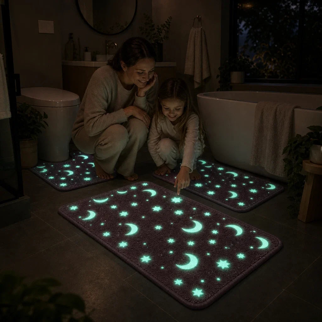 Glow in the Dark Moon and Star Bath Mat Set, view 3