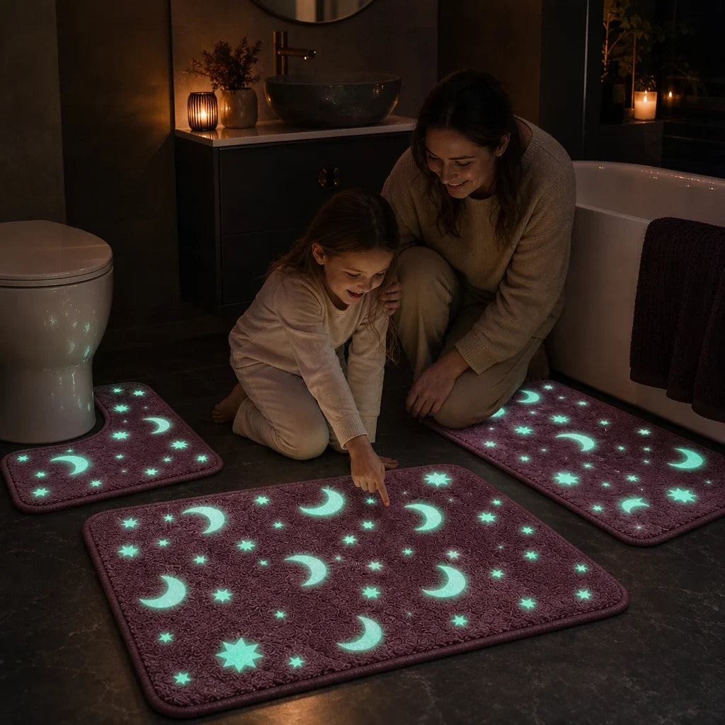 Glow in the Dark Moon and Star Bath Mat Set, view 4