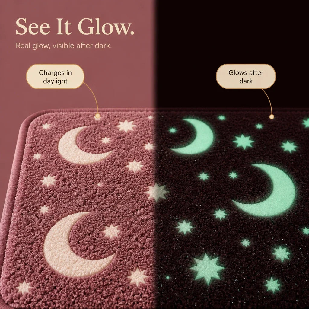 Glow in the Dark Moon and Star Bath Mat Set, view 8