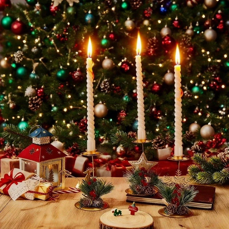 Gold Christmas Taper Candle Holder, view 10