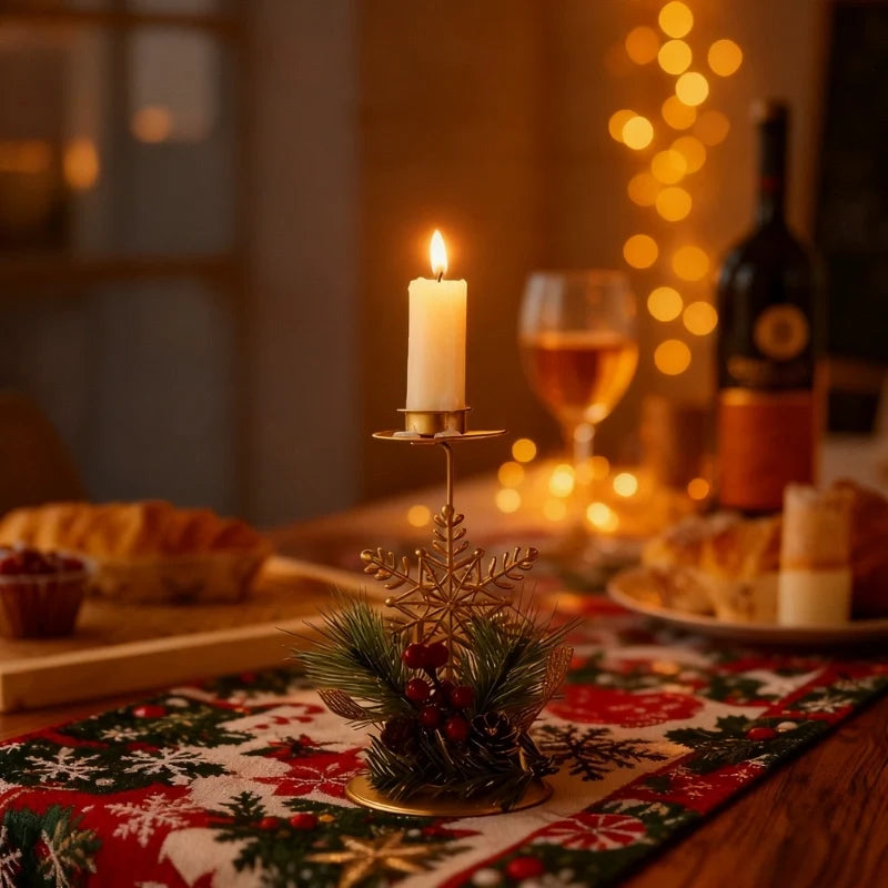 Gold Christmas Taper Candle Holder, view 3