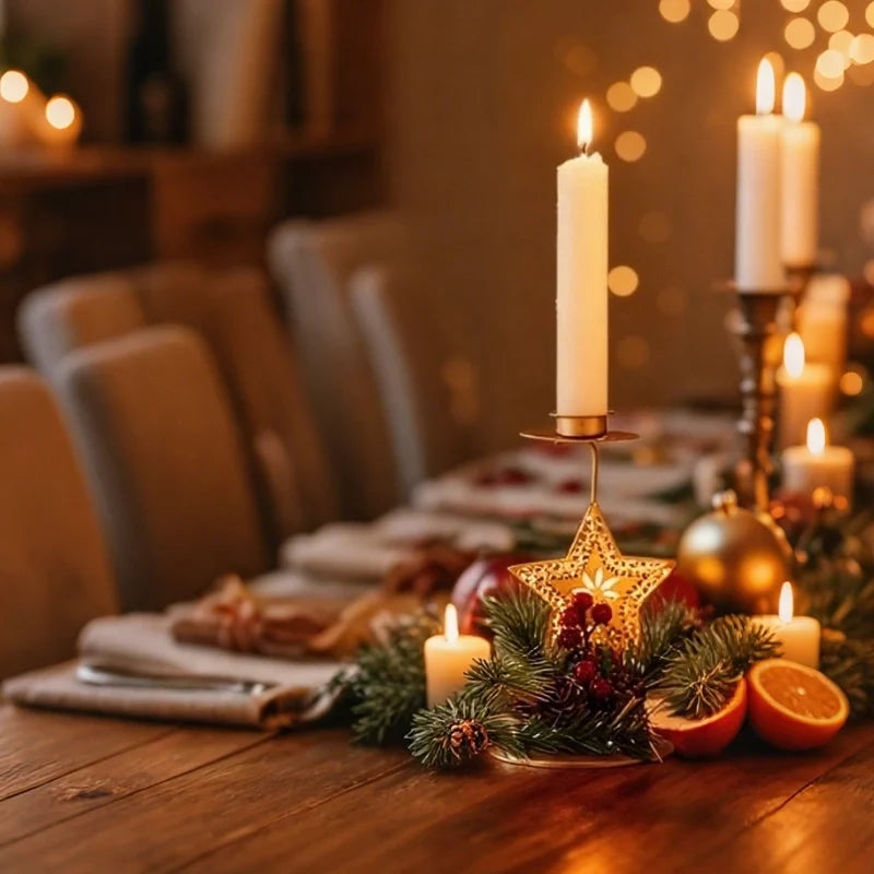 Gold Christmas Taper Candle Holder, view 4