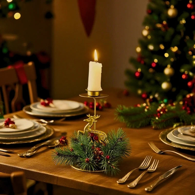 Gold Christmas Taper Candle Holder, view 6