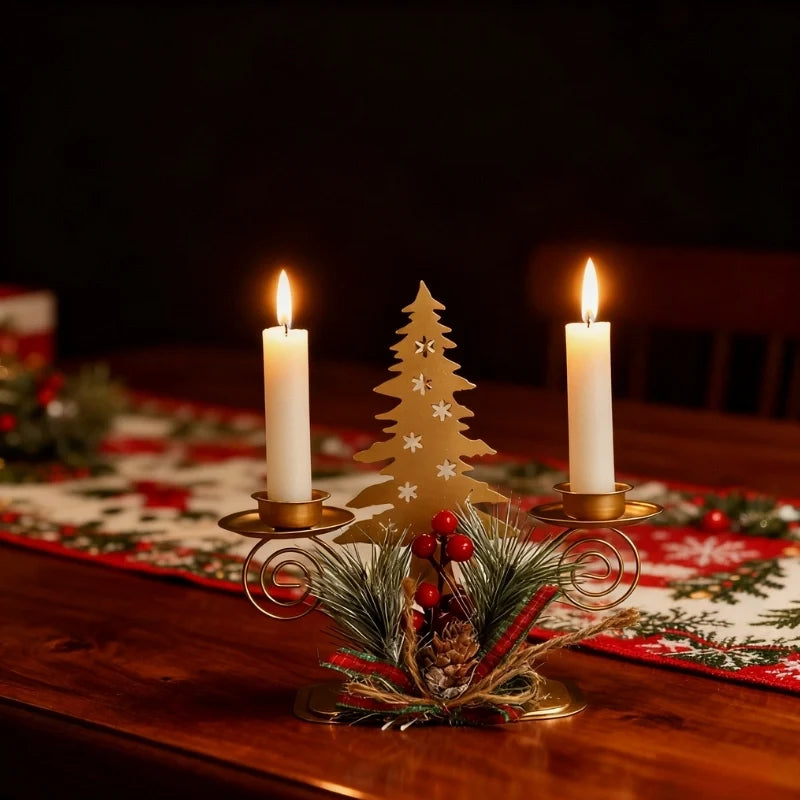 Gold Christmas Taper Candle Holder, view 8