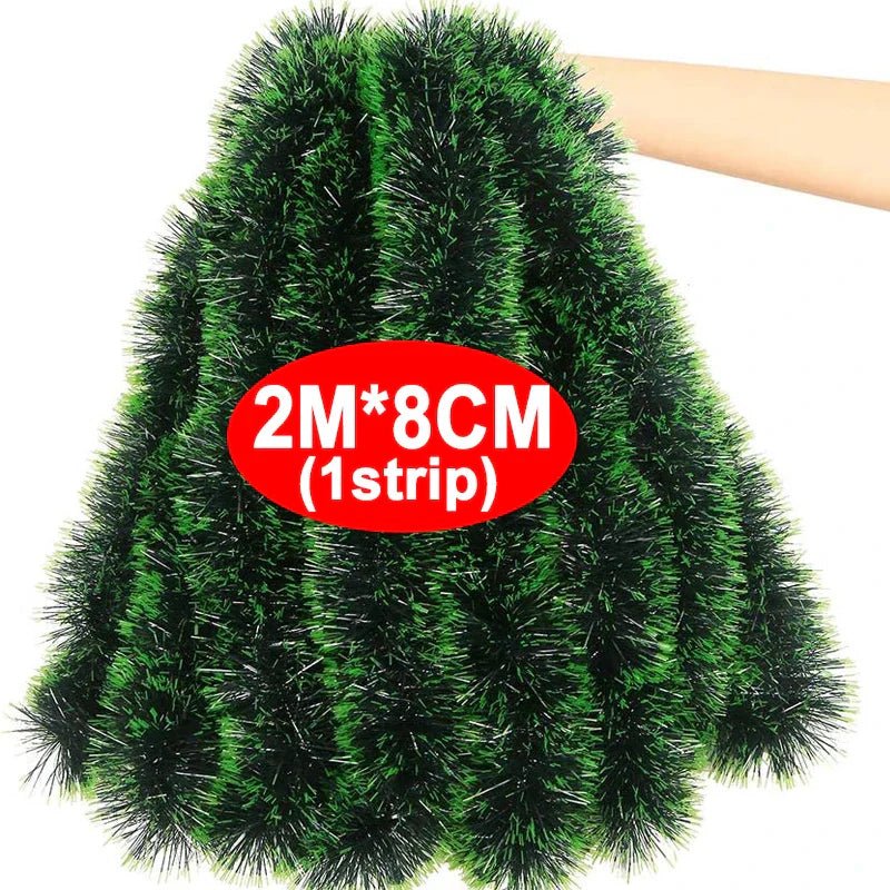 Green Christmas Tinsel Garland, Style A, 1 piece
