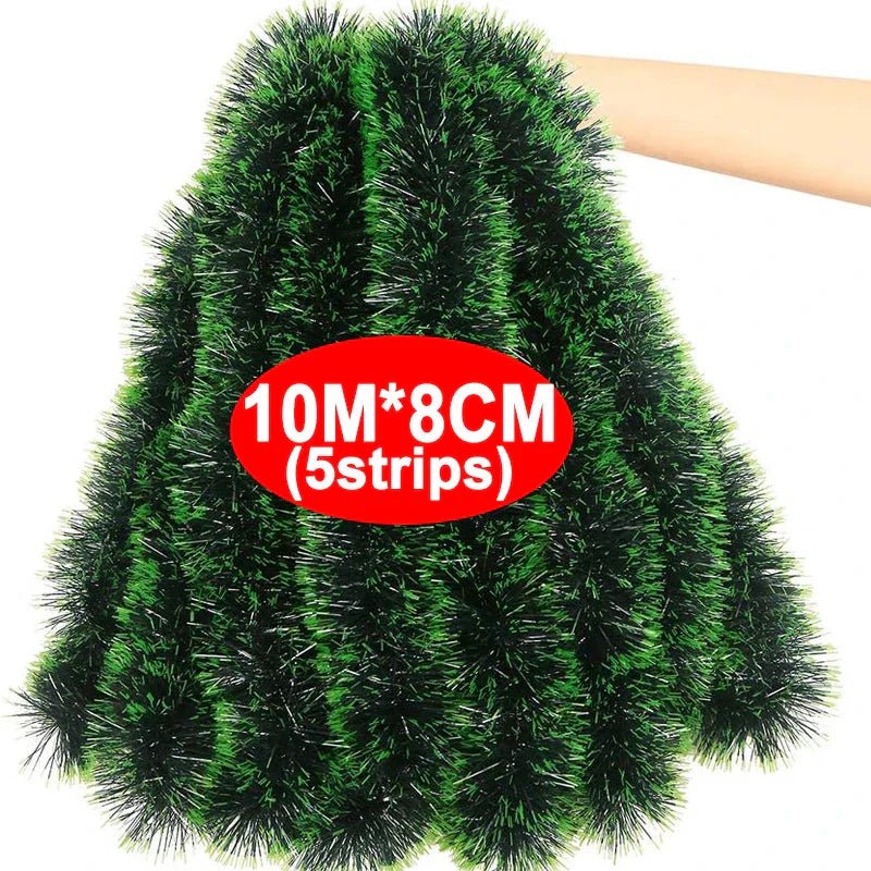 Green Christmas Tinsel Garland, Style A, 5 pieces