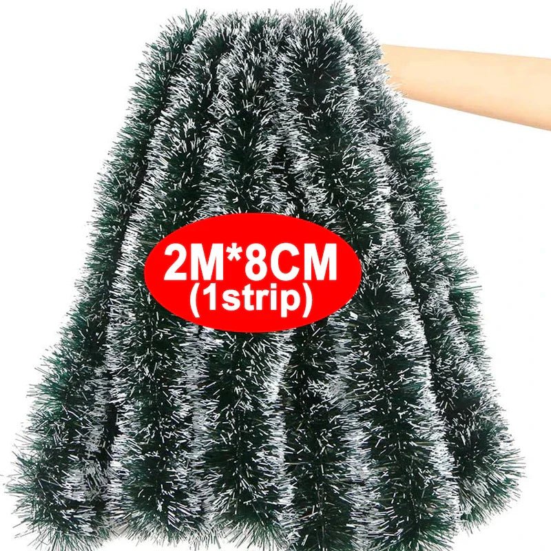 Green Christmas Tinsel Garland, Style B, 1 piece