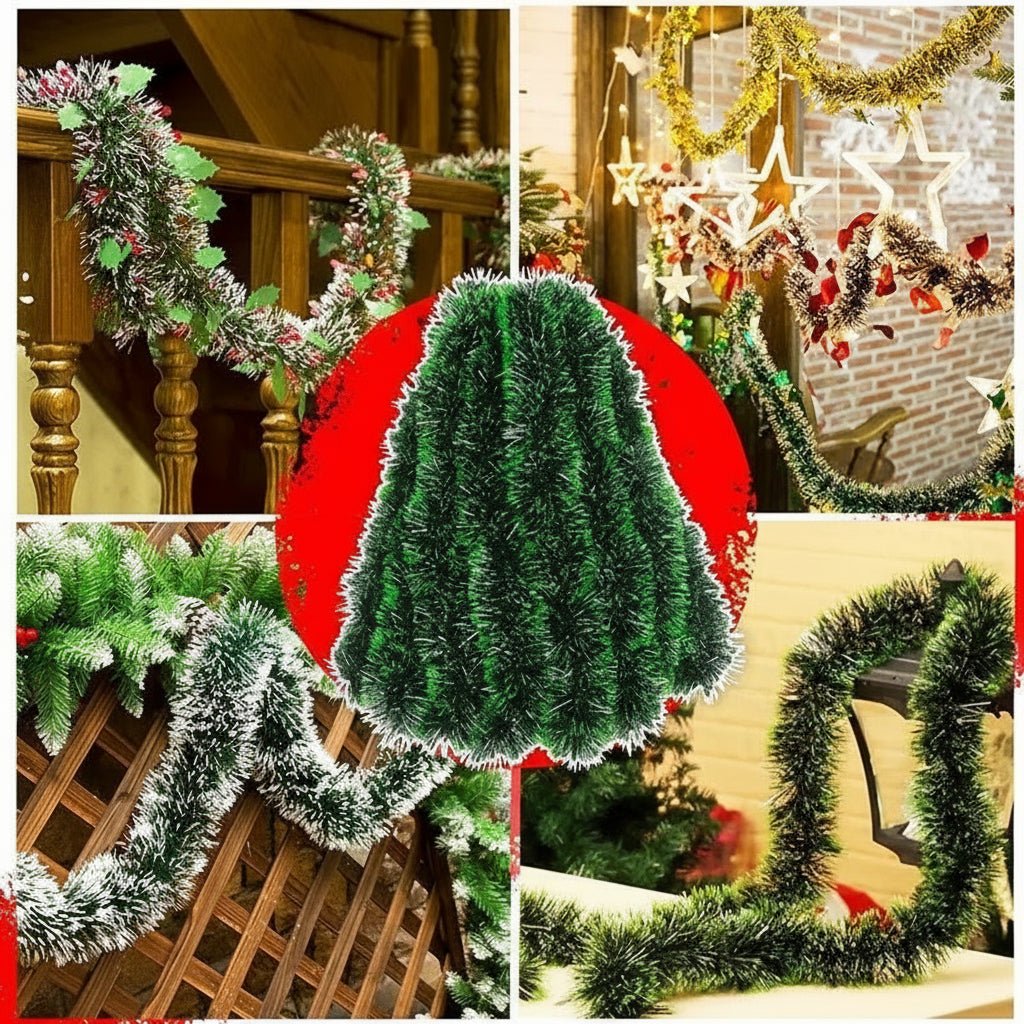 Green Christmas Tinsel Garland, view 7
