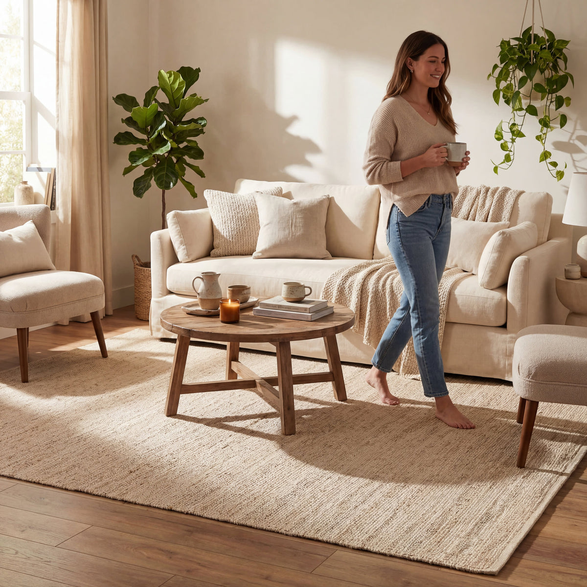 Handwoven Jute Blend Rug, view 8