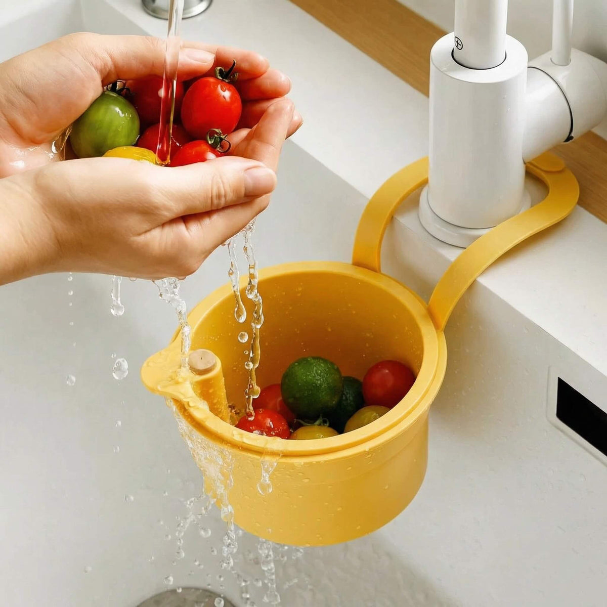 Hanging Sink Strainer Basket in yellow