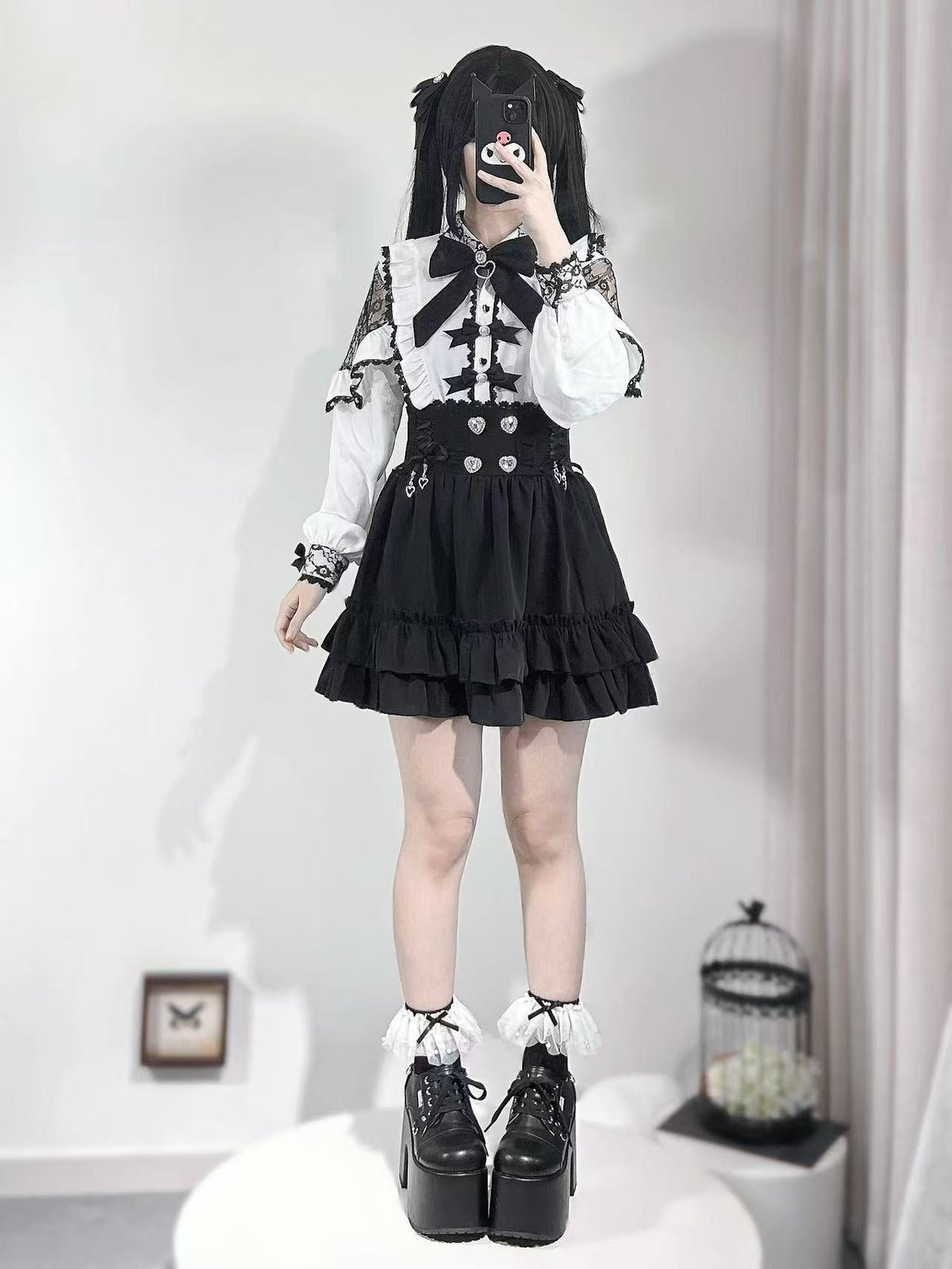 Heart Rhinestone Flounce Mini Skirt, view 1