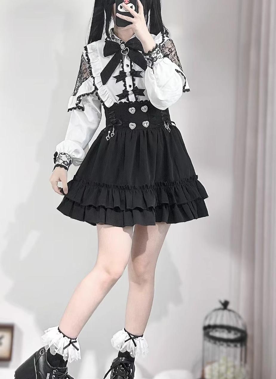 Heart Rhinestone Flounce Mini Skirt, view 2